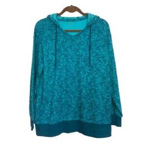 Athleta Sundown Alliance Hoodie Teal Ribbed Ties Small